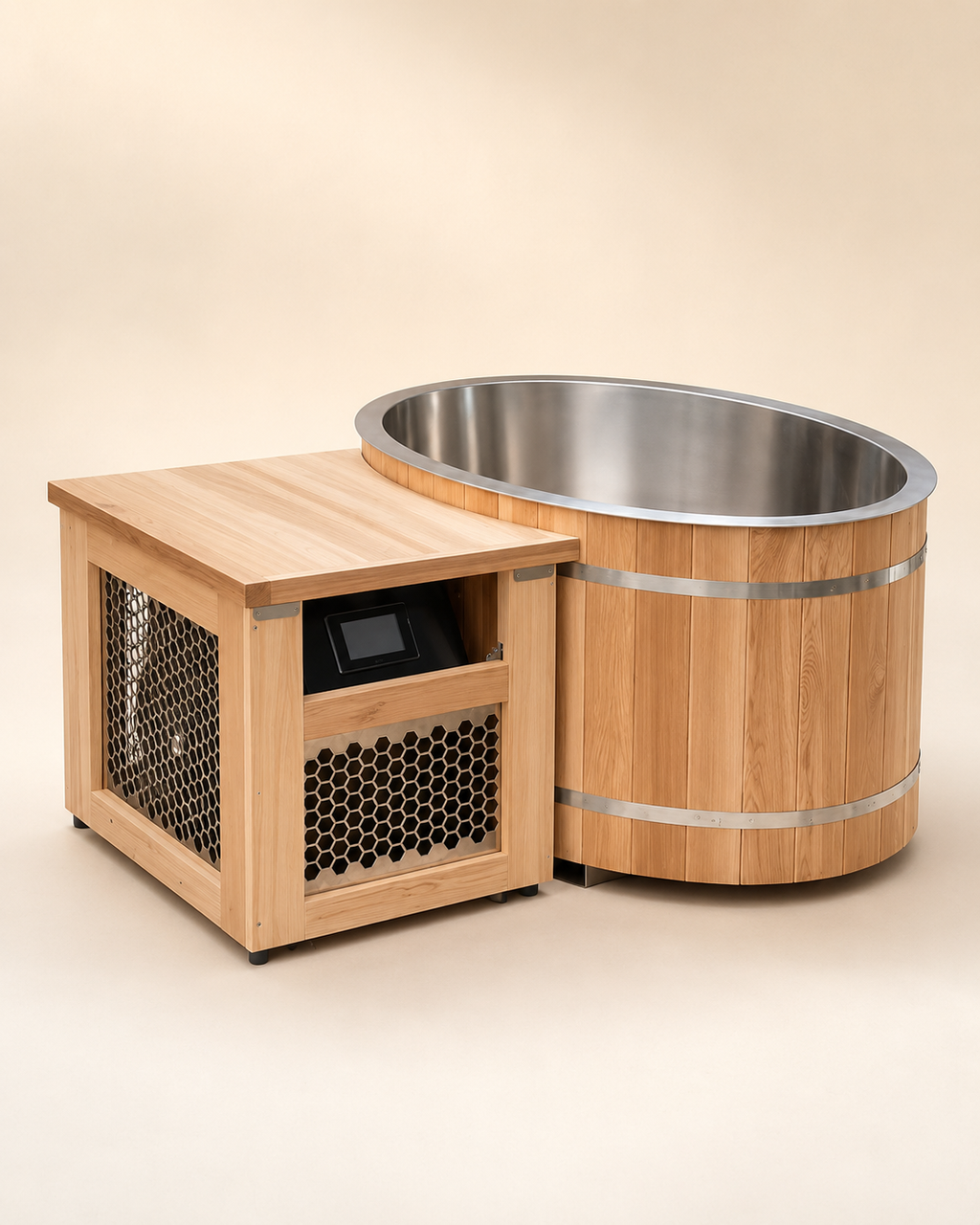 Coasts Home Spa Red Cedar Ice Bath with Stainless Steel Tub & Chiller