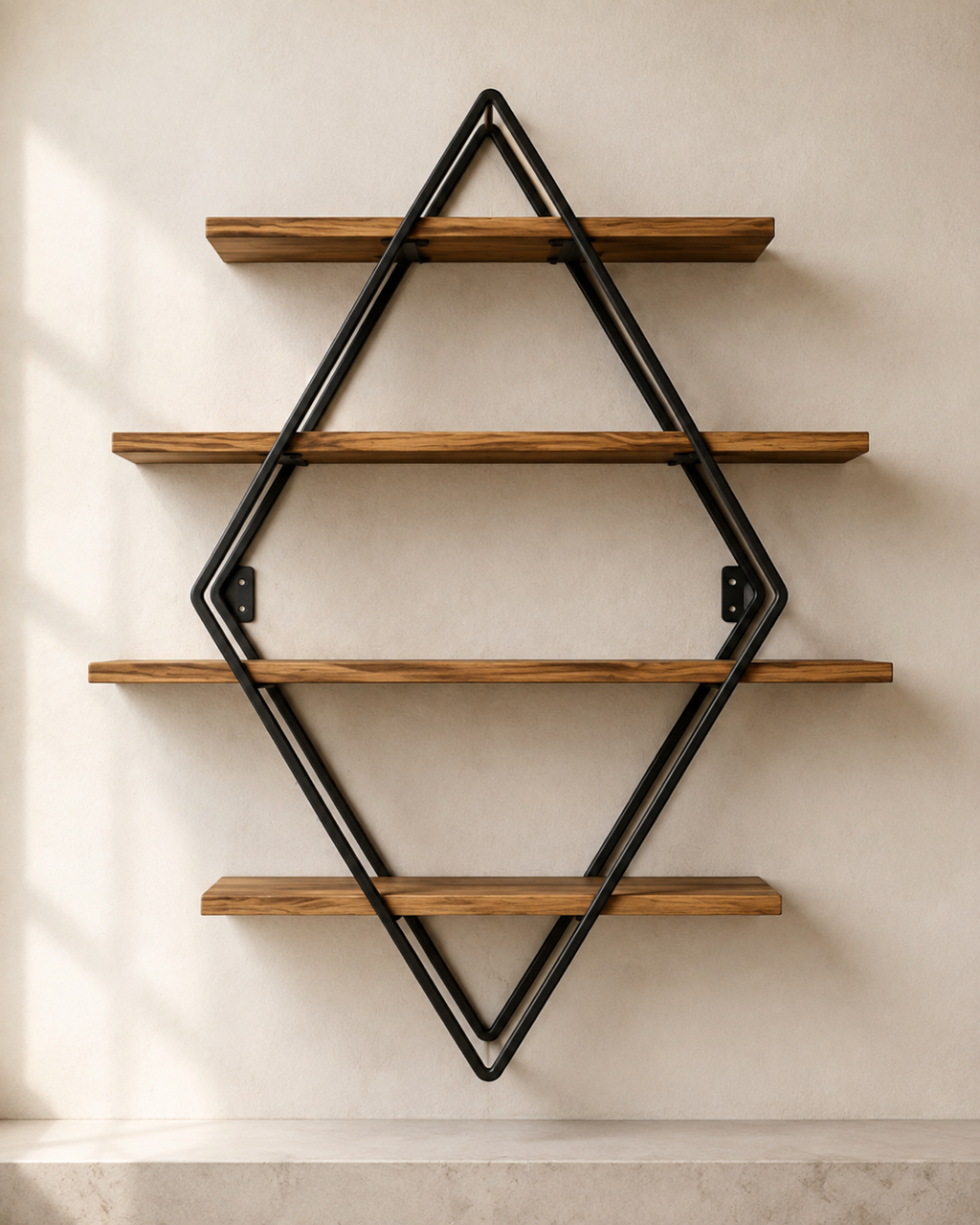 3-Tier Geometric Diamond Floating Wall Shelf