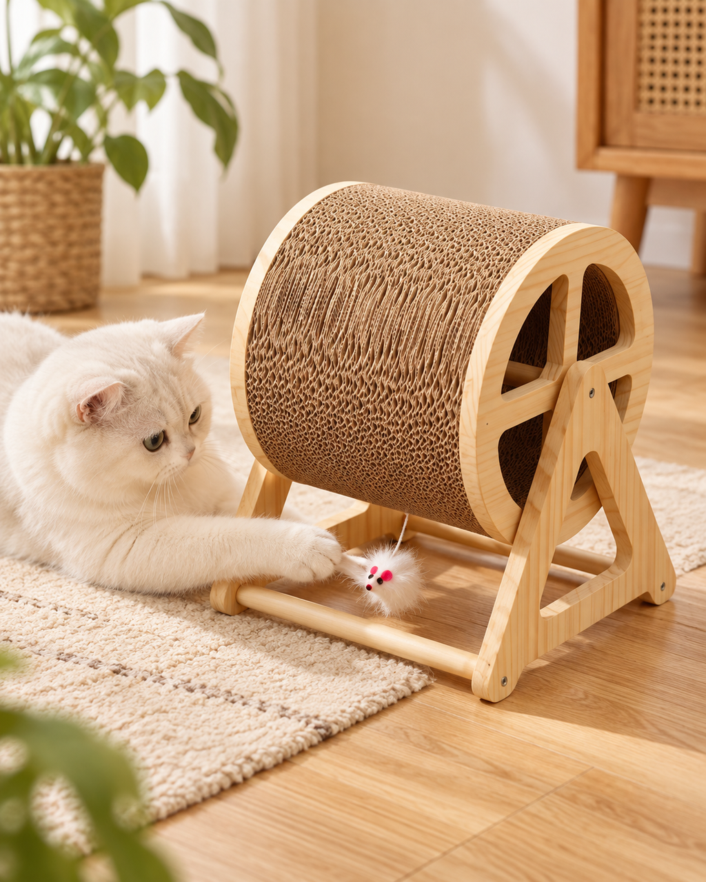 Wooden Cat Fitness & Play Wheel