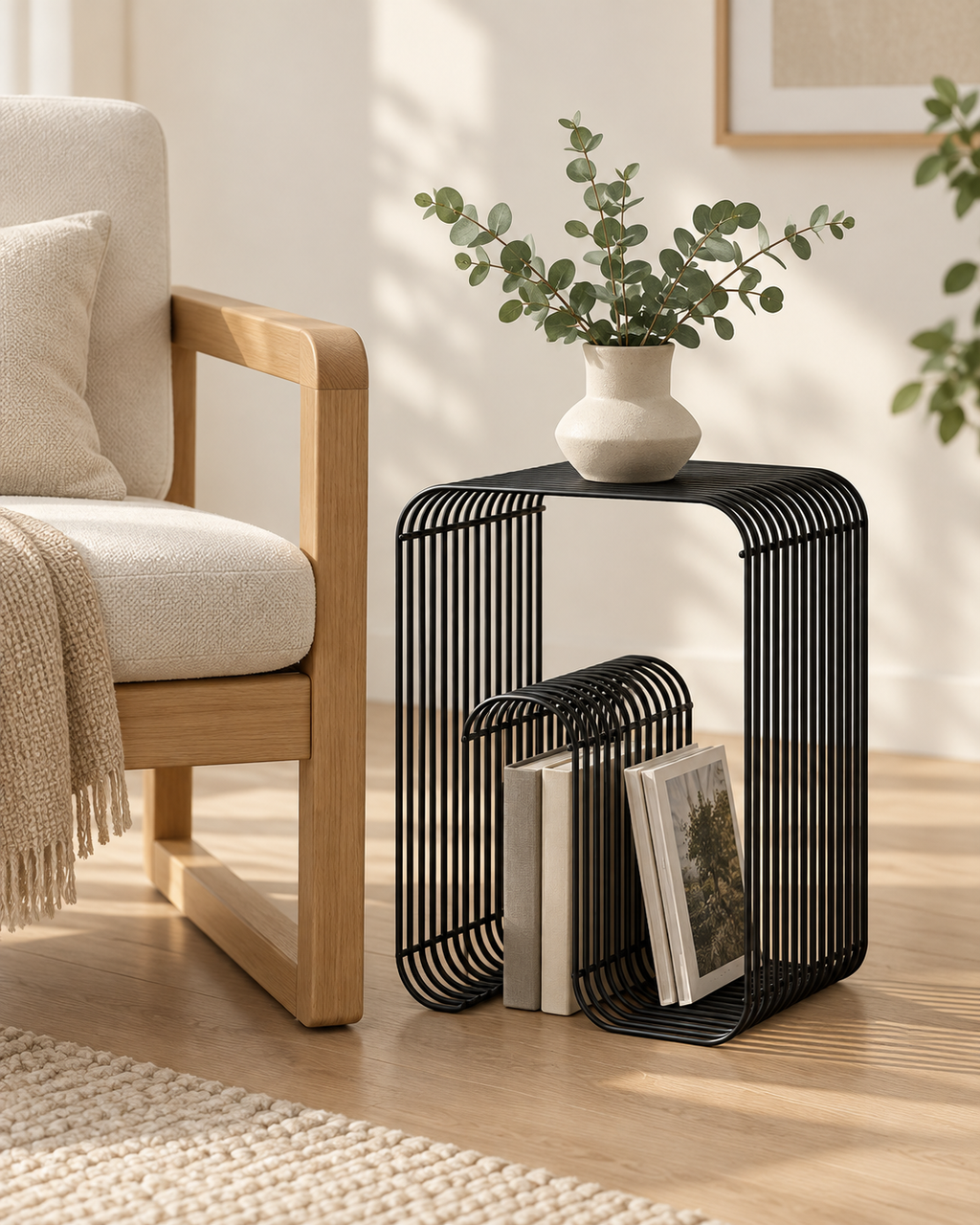 Scandinavian Metal Coffee Table with Storage