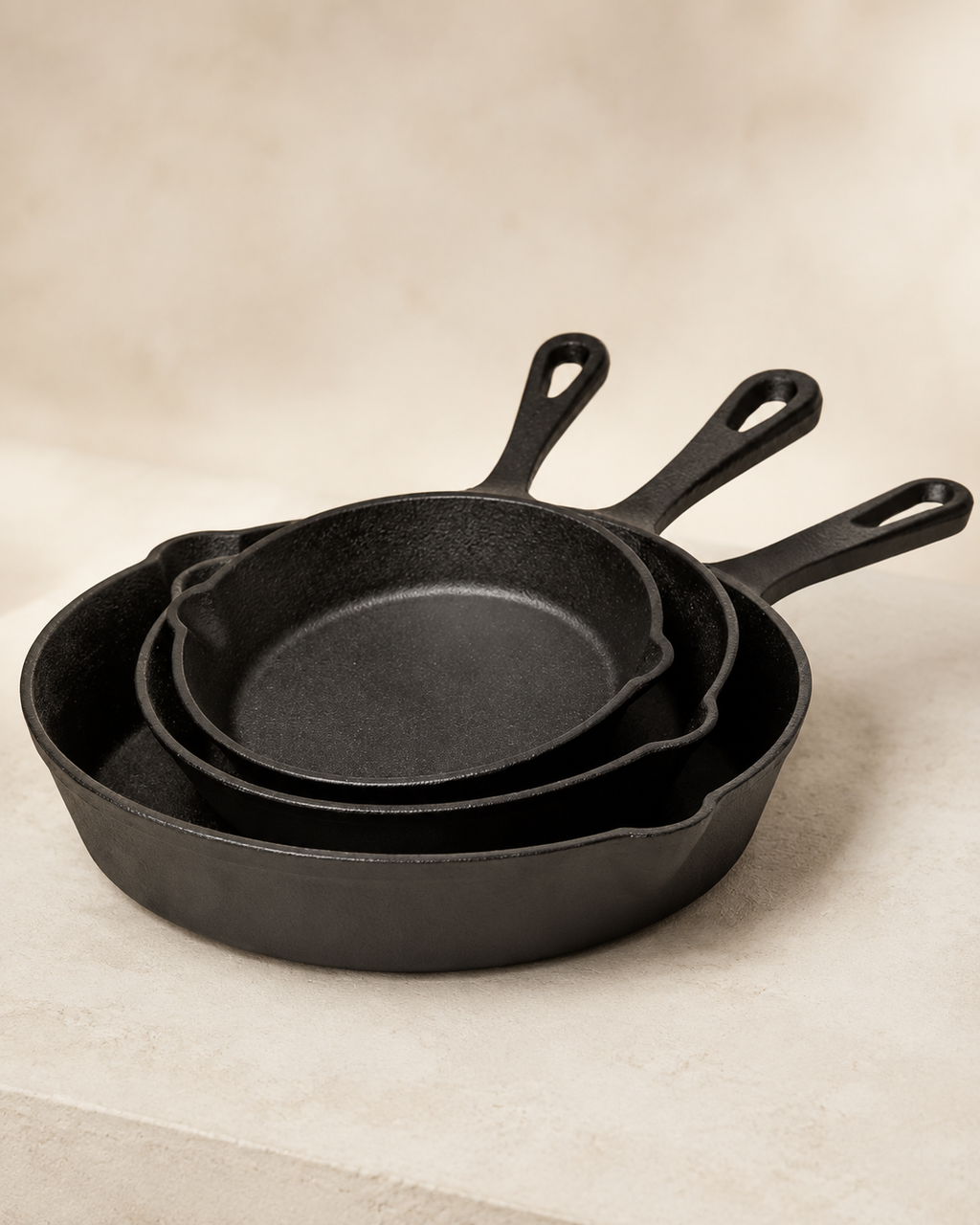 3-Piece Cast Iron Frying Pan Set
