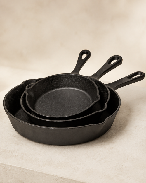 3-Piece Cast Iron Frying Pan Set